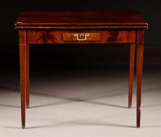 Appraisal: George III mahogany flip-top games table circa with one drawer