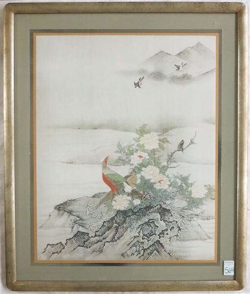 Appraisal: OFFSET LITHOGRAPH OF A CHINESE LANDSCAPE with birds and flowers