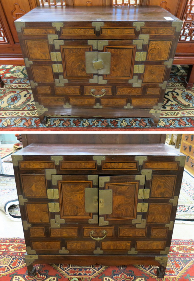 Appraisal: PAIR OF MORIJANG HEAD SIDE CHESTS ON STANDS Korean th