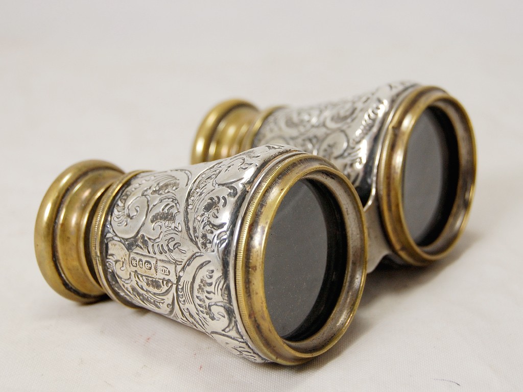 Appraisal: Pair of field glasses with chased silver trims Birmingham embossed