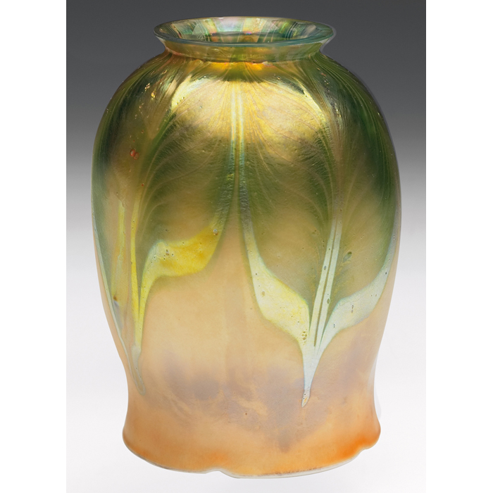 Appraisal: L C Tiffany shade floriform in gold favrile glass with