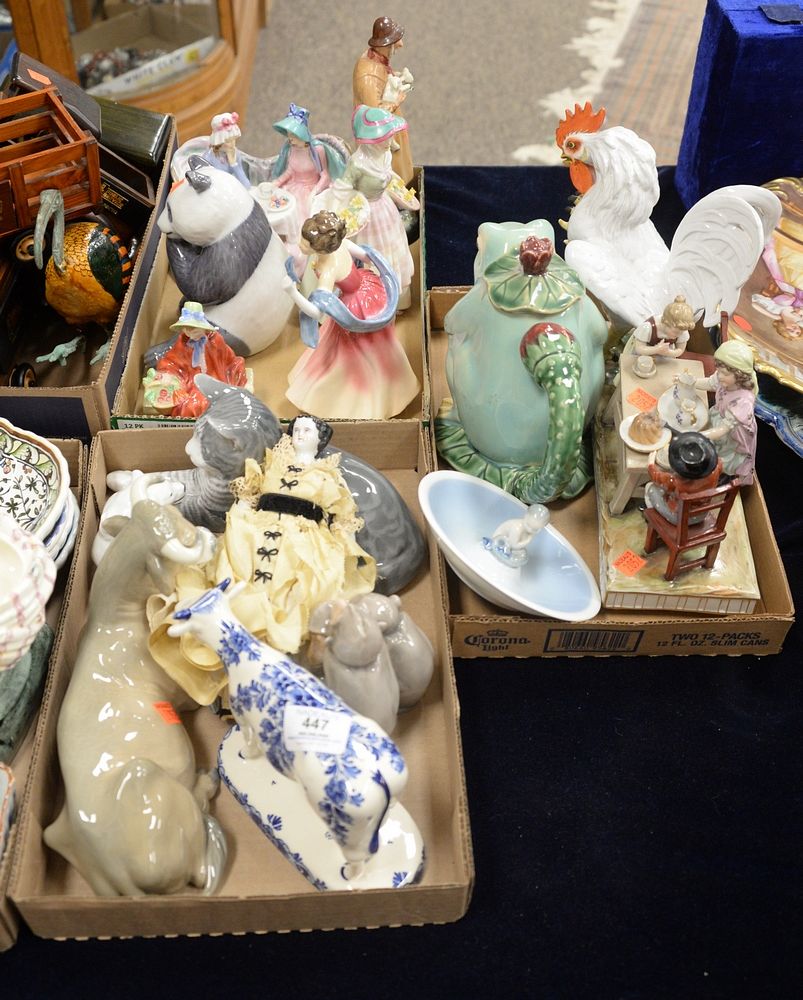 Appraisal: Three Tray Lots of Porcelain Figures to include a lladro