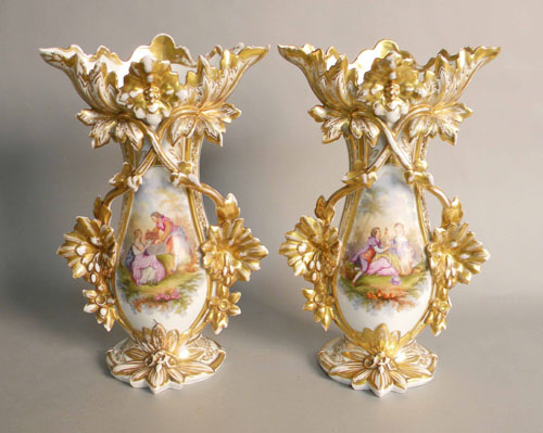 Appraisal: Pair of porcelain spill vases ca h