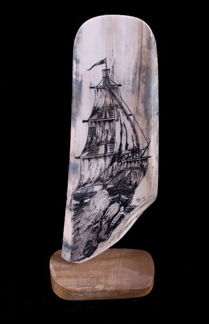 Appraisal: Ancient Wooly Mammoth Tusk Scrimshaw This is an ancient wooly