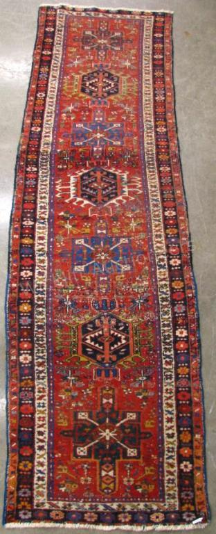 Appraisal: Antique Handmade Oriental Runner Rug Hamadan design red field with