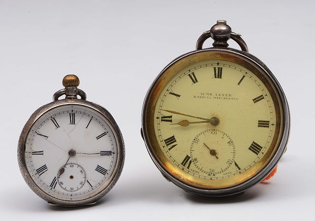 Appraisal: A silver pocket watchwith enamel dial and engine turned decoration