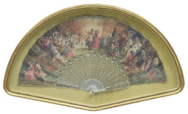 Appraisal: Continental lady's hand-painted folding fan th c signed P Blanchard