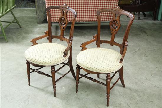 Appraisal: FIVE PIECES Four Victorian upholstered chairs '' h '' seat