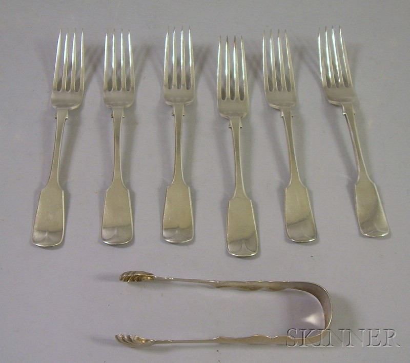 Appraisal: Seven English Silver Flatware Items a set of six sterling