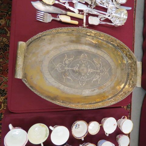 Appraisal: Large Silverplate Gallery Tray oval handled x