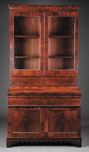 Appraisal: An American Late Classical Mahogany Secretary Bookcase c the cove