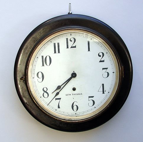 Appraisal: Seth Thomas day time only Gallery clock round ebony finish