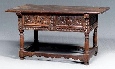 Appraisal: Continental Baroque walnut table heart and leaf carved hand dovetailed