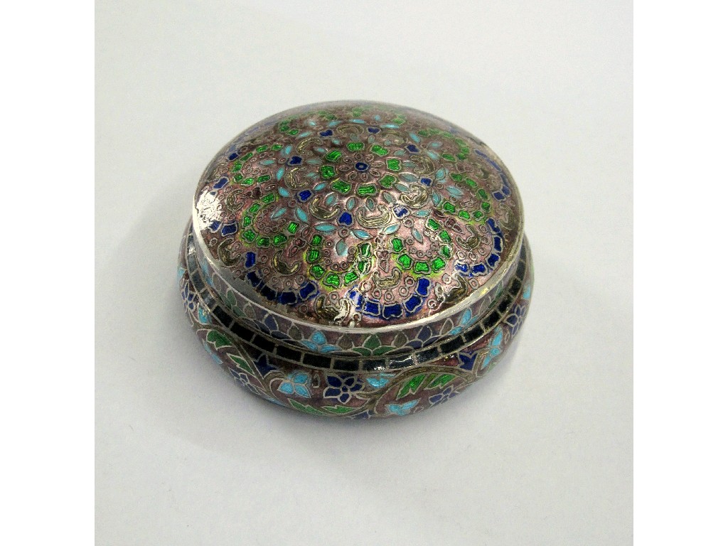 Appraisal: Silver and enamel trinket box marked