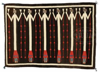 Appraisal: NAVAJO YEI RUG ON BLACK BACKGROUND NAVAJO YEI RUG ON