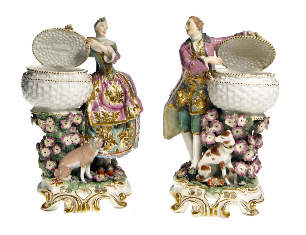 Appraisal: A PAIR OF CHELSEA FIGURES OF A LADY AND GALLANT