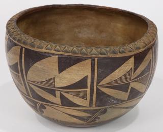 Appraisal: Acoma polychrome decorated pottery bowl Acoma polychrome decorated pottery bowl