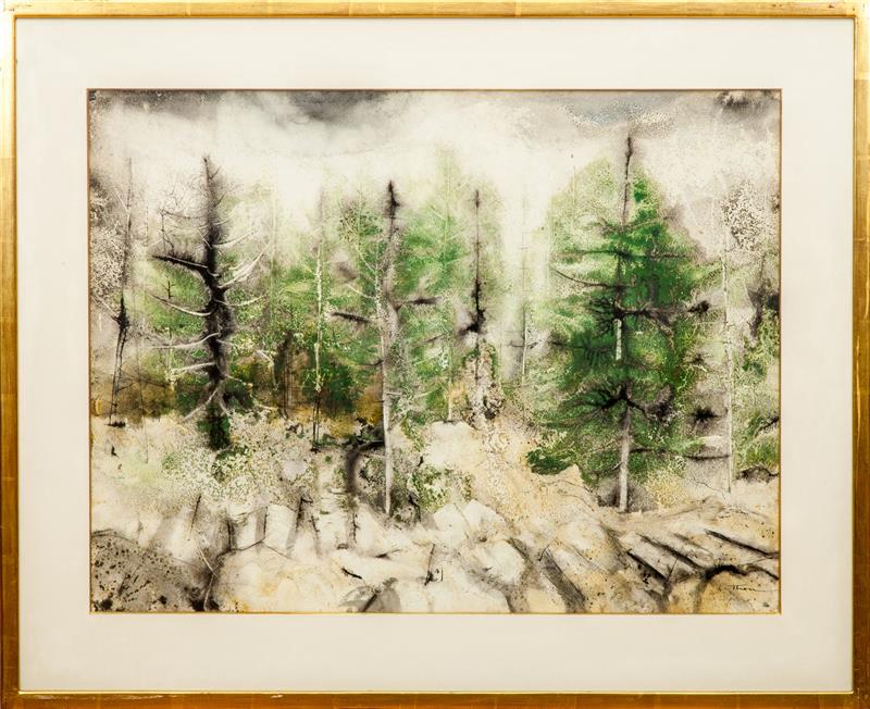 Appraisal: William Thon - Northern Spruce Ink and watercolor on paper