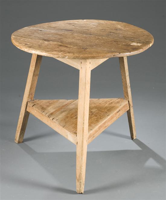 Appraisal: English pine Cricket or pub table c Having a circular