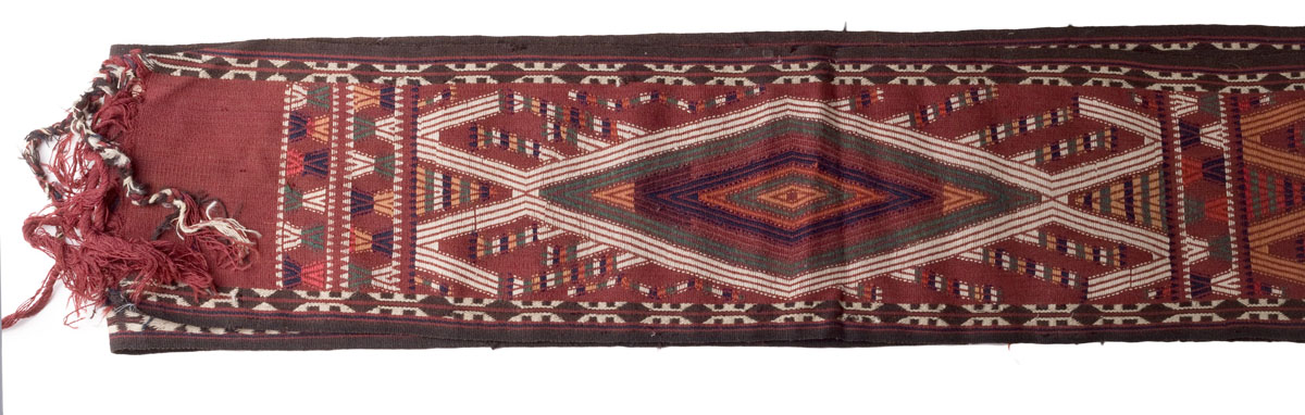 Appraisal: CENTRAL ASIAN AFGHANI TENT-BAND EARLY TH CENTURY The deep red-brown