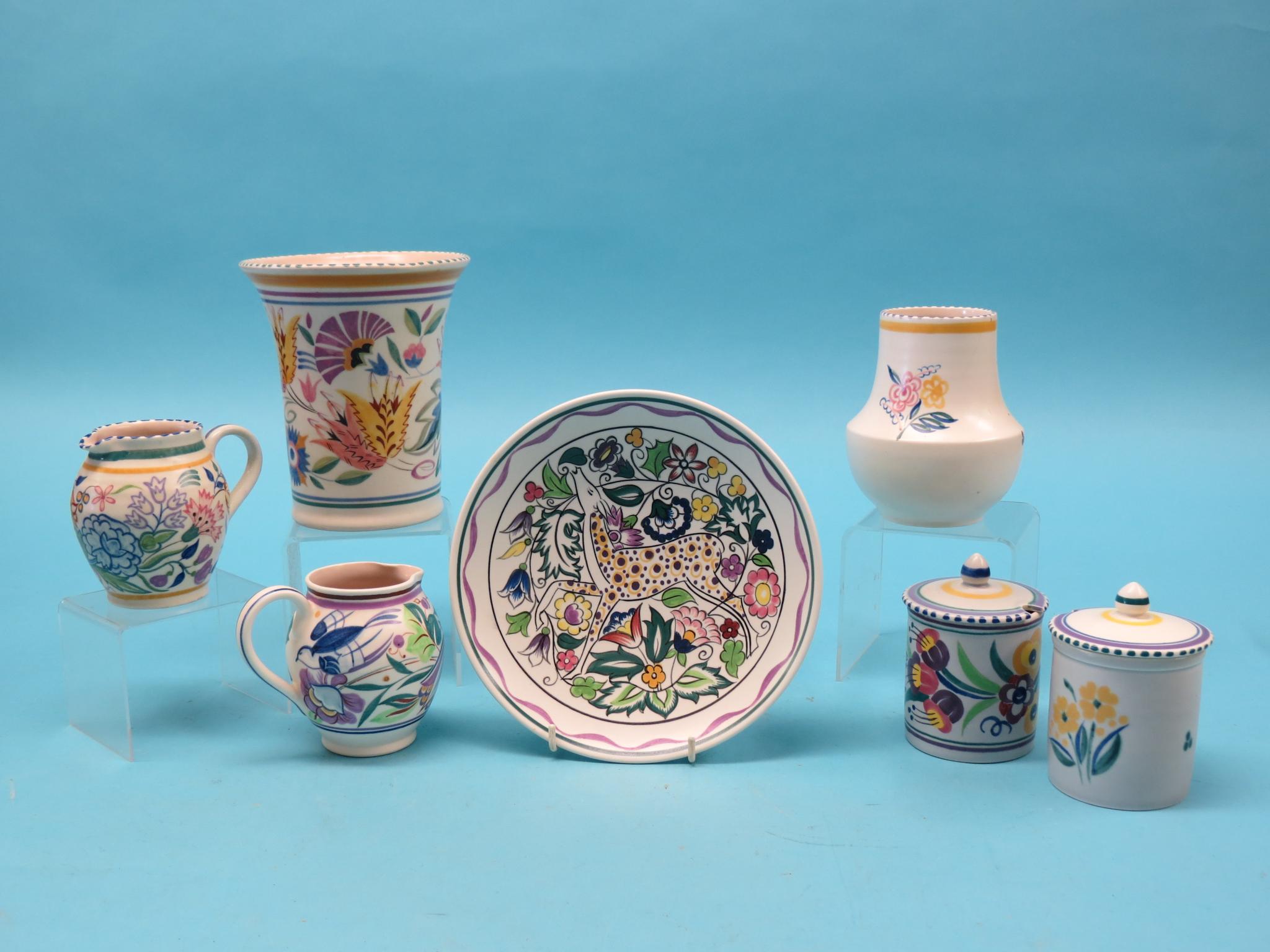 Appraisal: Poole Pottery 's and later seven items including two covered