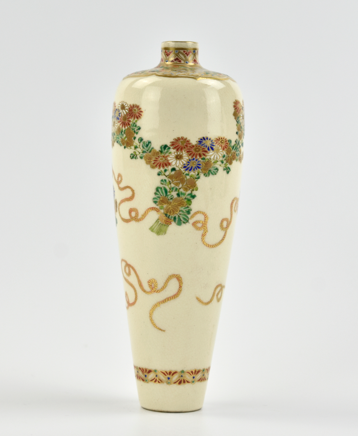 Appraisal: Japanese - th C elegantly decorated Japanese Satsuma vase in