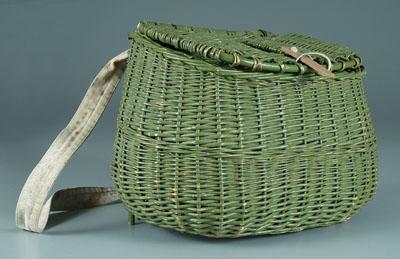 Appraisal: Wicker creel probably willow shoots with later green paint cane