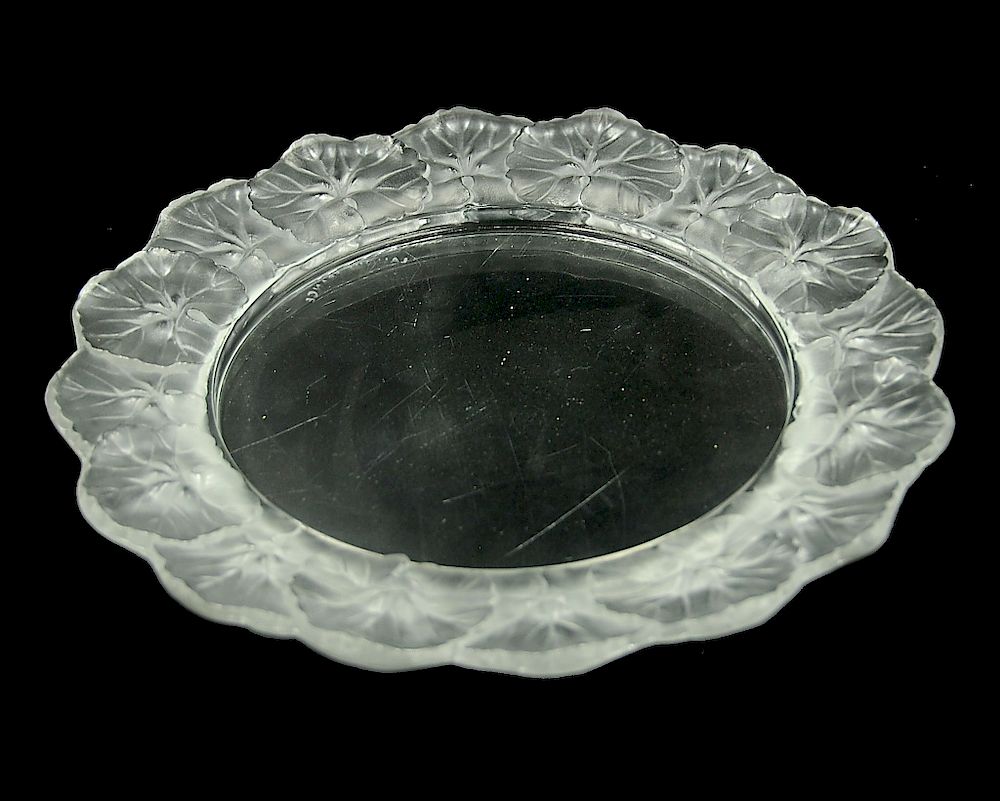 Appraisal: R Lalique Frosted Crystal Charger R Lalique Frosted Crystal Charger