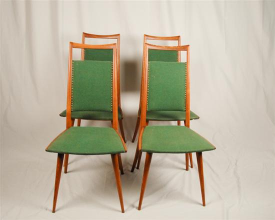 Appraisal: Four Italian Oak Dining Chairs with upholstered seat bottoms and