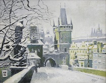 Appraisal: Hans Grutter Swiss b A Snowy Winter Scene in Prague