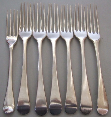 Appraisal: A set of six silver Old English pattern table forks