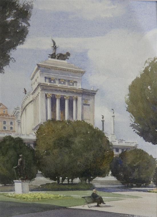 Appraisal: Wilfred G May watercolour monument to Victor Emanuel II in