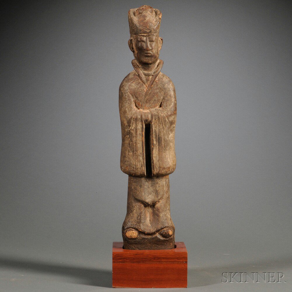 Appraisal: Wood Carving of an Official China possibly Song Period -