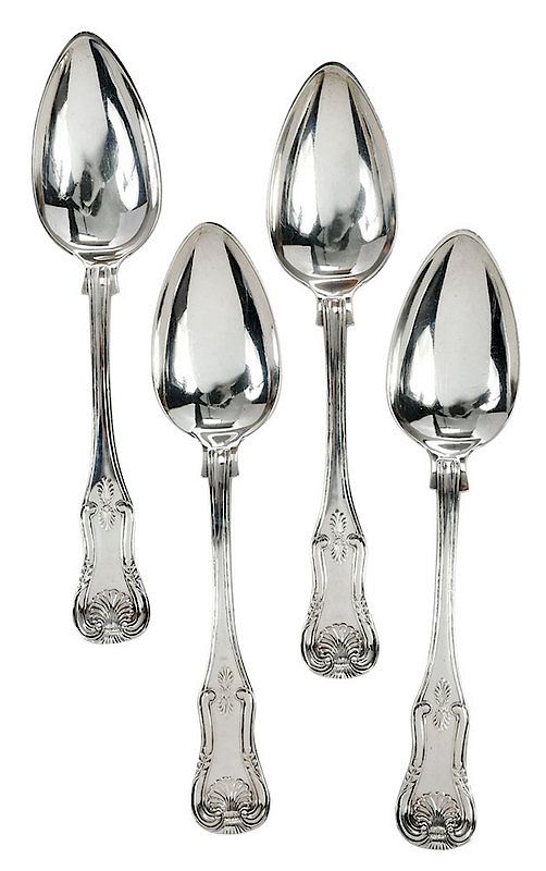 Appraisal: Four Marquand Coin Silver Spoons American Kings style pattern marked