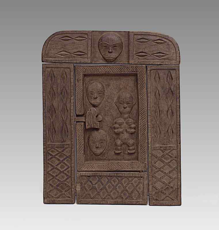 Appraisal: CARVED AFRICAN FANG DOOR WINDOW PANEL GABON '' x ''