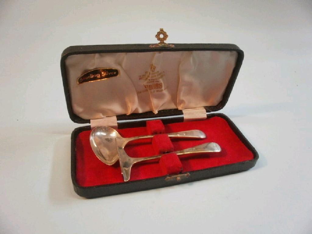 Appraisal: A silver baby pusher and spoon Sheffield by Viners in