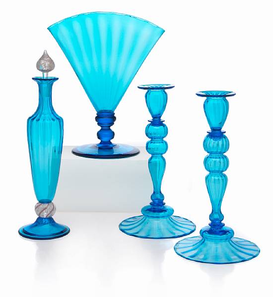 Appraisal: A collection of Steuben celeste blue glass decorative articles -