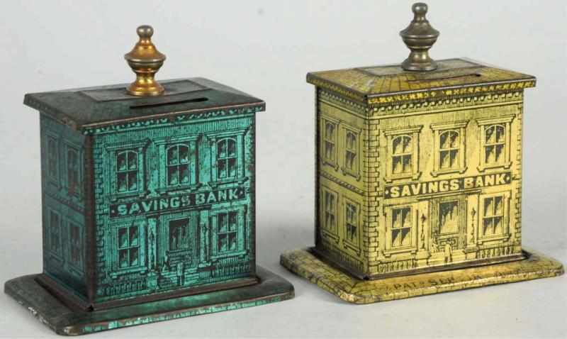 Appraisal: Lot of Tin Litho Savings Still Banks Circa Gold version