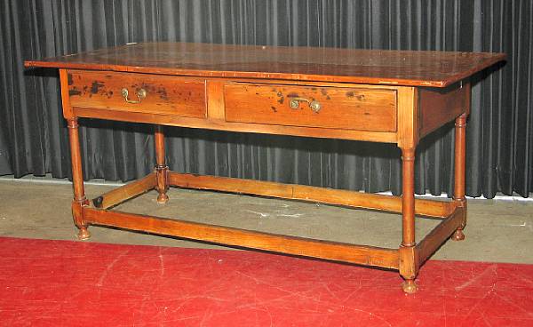 Appraisal: An American maple farm table th century major restorations top