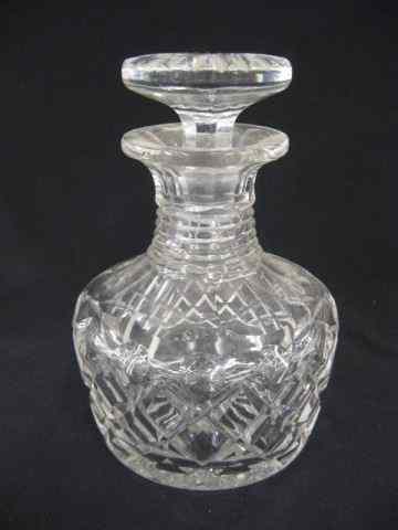 Appraisal: Cut Glass Decanter diamond thumbprint decor step cut neck ''