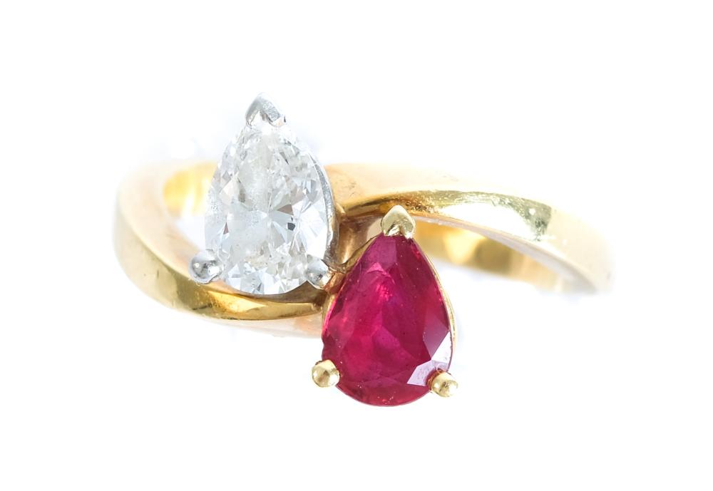 Appraisal: K YG KURT WAYNE RUBY DIAMOND BY PASS RINGAttributed to