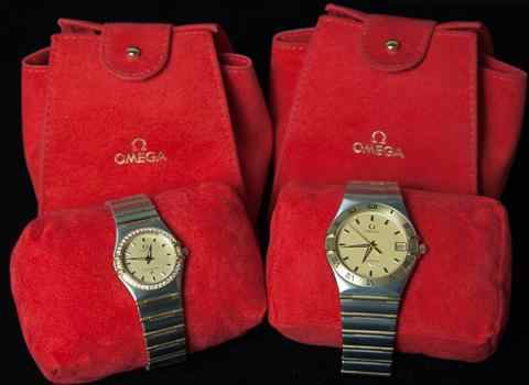 Appraisal: PAIR OF OMEGA CONSTELLATION WATCHES the pair including a lady's