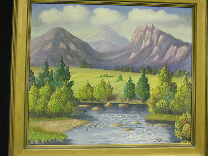 Appraisal: N M WOODS OIL ON CANVAS Southwest mountain landscape Artist