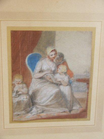 Appraisal: ATTRIBUTED TO TOMASSO MINARDI - Seated mother with children pastels