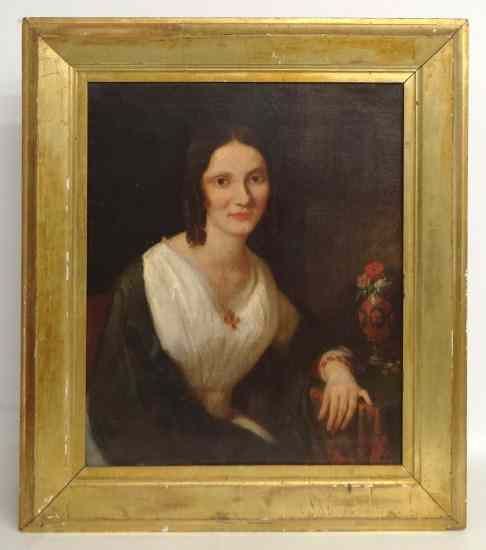 Appraisal: th c oil on canvas portrait of a woman signed