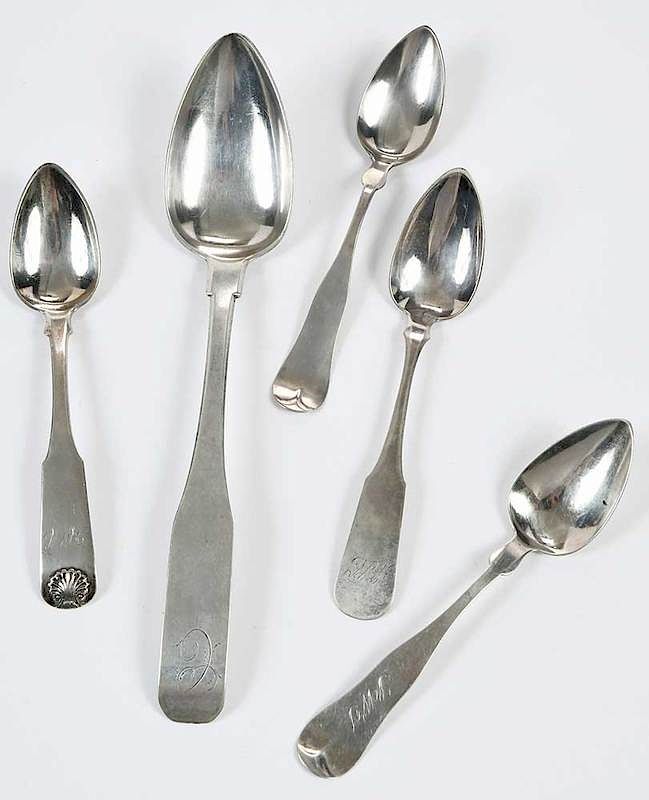 Appraisal: Boston Coin Silver Spoons Approx Pieces American th century including