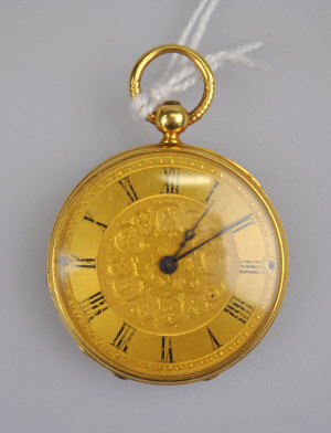 Appraisal: A lady's k gold fob watch the blue enamelled back