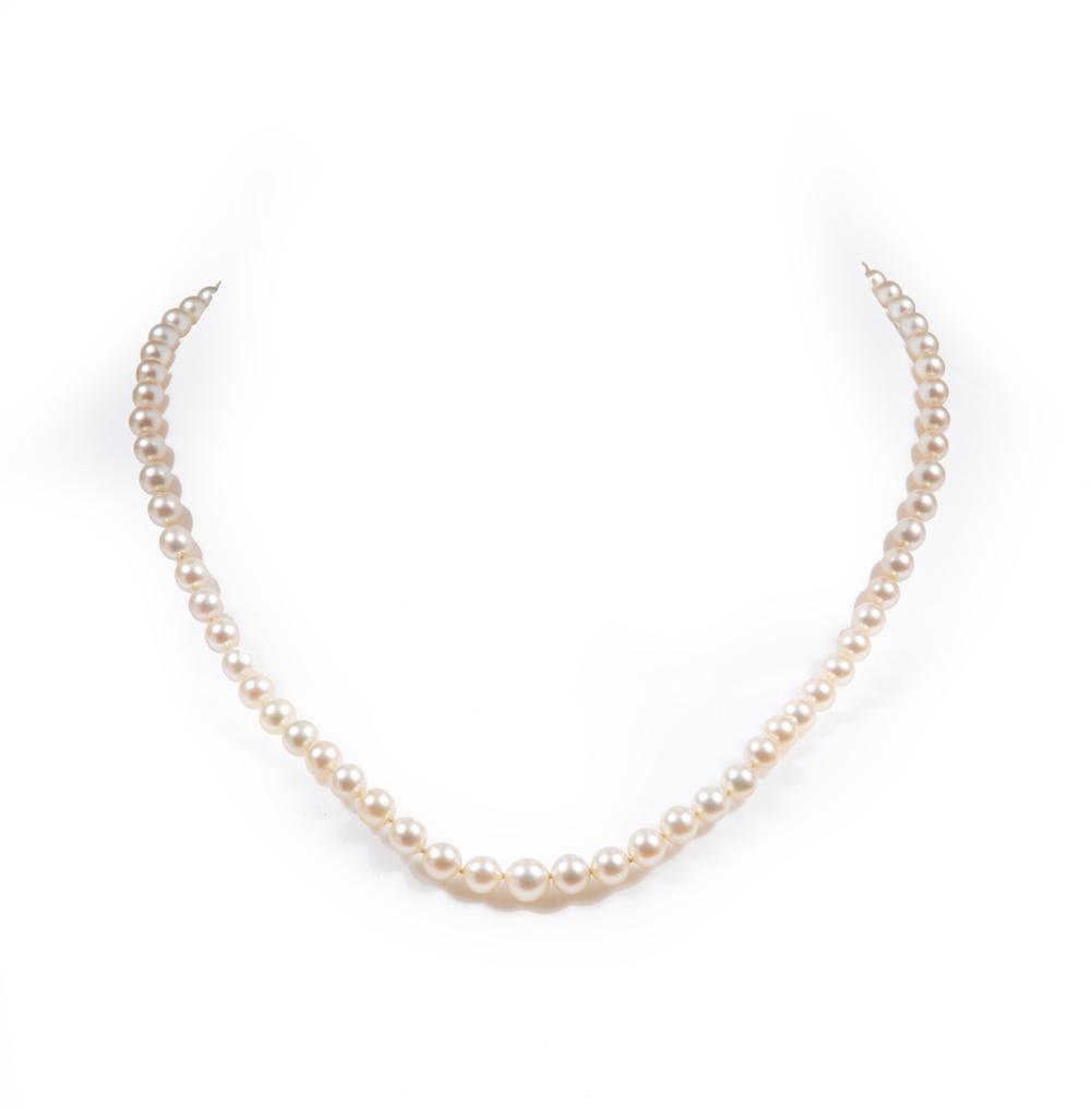 Appraisal: KT WHITE GOLD PEARL AND DIAMOND NECKLACE kt White Gold