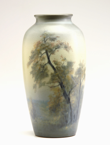 Appraisal: ROOKWOOD Large Scenic Vellum baluster vase painted by Ed Diers