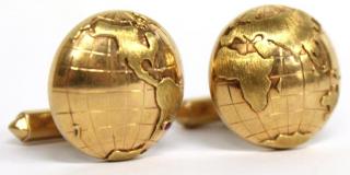 Appraisal: Pair K Yellow Gold Ruby Hemisphere Cufflinks The tiny ruby